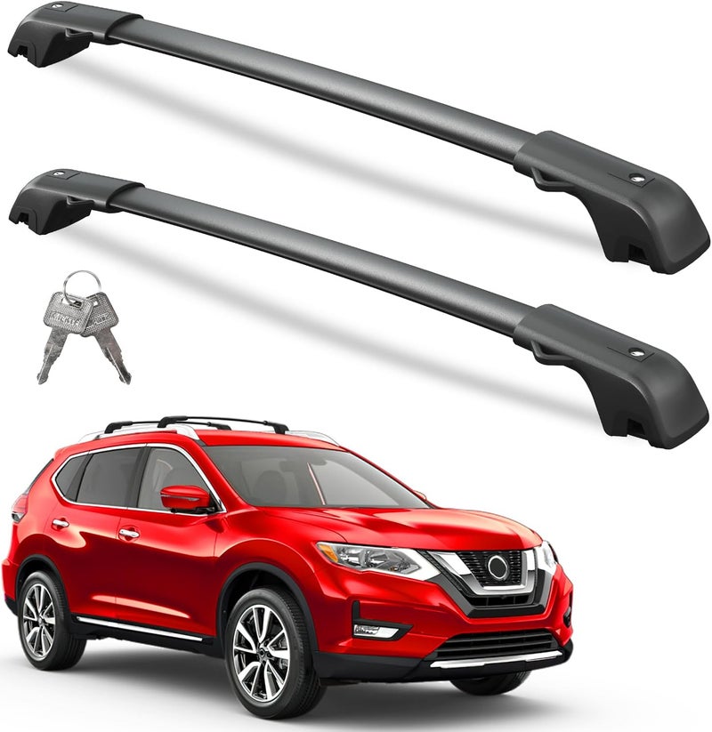 wonderdriver 300lbs Roof Rack Cross Bars Compatible with Nissan Rogue 2014-2020 (with Raised Side Rails), Heavy Duty Aluminum Lockable Roof Rails Crossbars Black Rooftop Cargo Carrier Luggage - Image 1